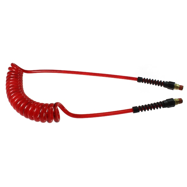 Flexeel Coil 1/4"ID x 15 ' 1/4" MPT Swivel Transparent Red PUE14-15B-TR